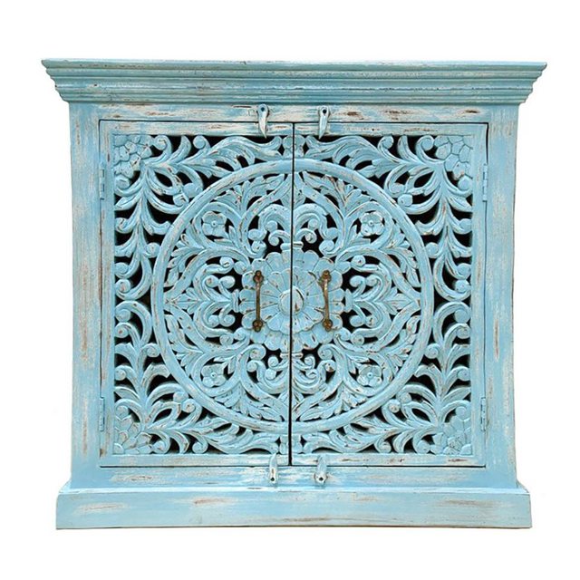 Oriental Galerie Unterschrank Blaues Sideboard Benisha Indien Blau 90 cm günstig online kaufen