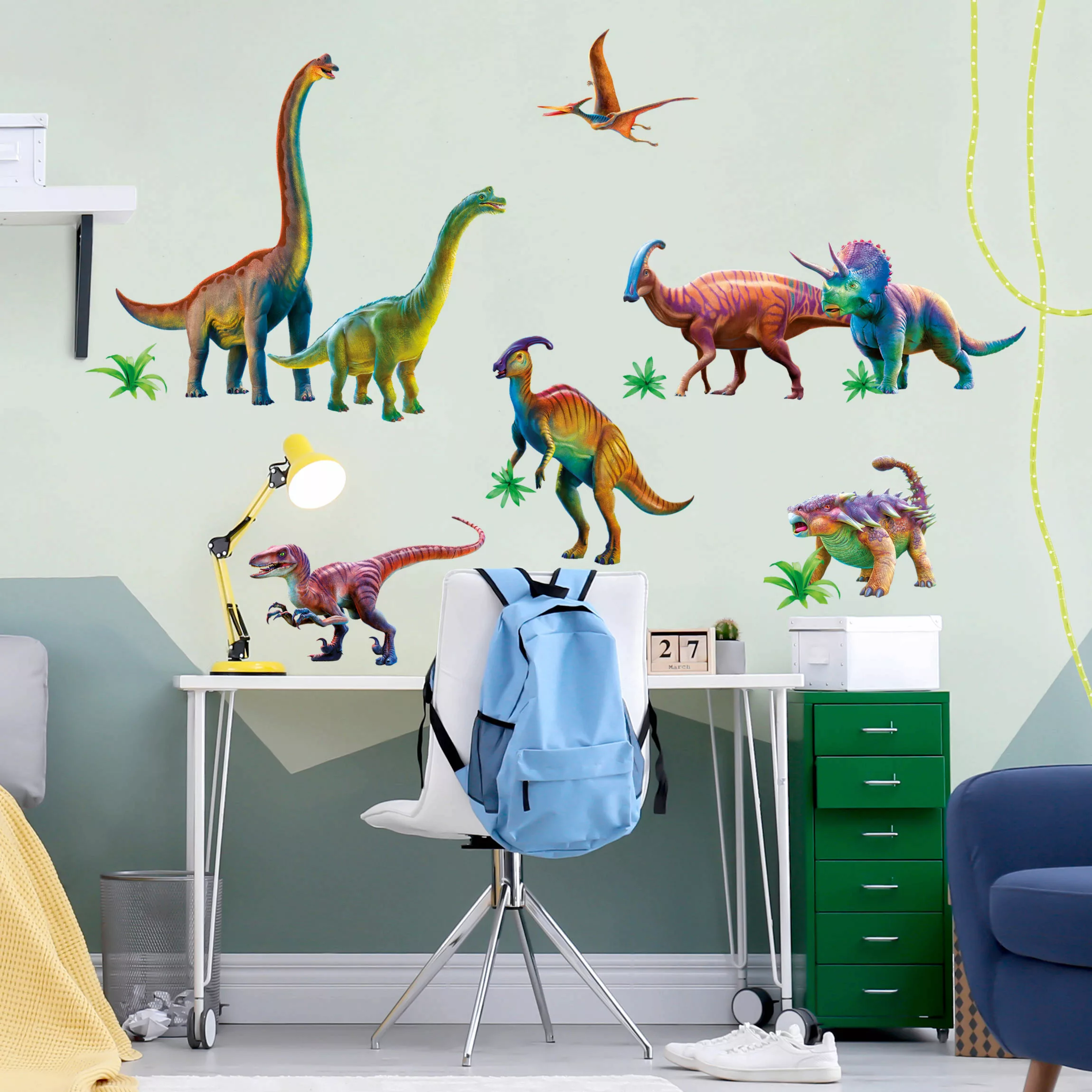 Wandtattoo 13-teilig Regenbogen Dinosaurier Set günstig online kaufen