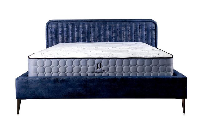 Xlmoebel Bett Neu elegantes Polster-Stoff Doppelbett in Blau für das Schlaf günstig online kaufen