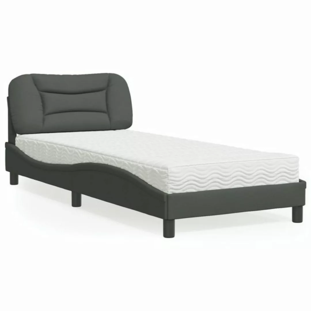 vidaXL Bett Bett mit Matratze Dunkelgrau 90x190 cm Stoff günstig online kaufen