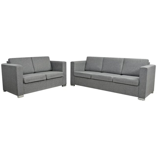 vidaXL Sofa Zweiteilige Sofagarnitur Stoff Hellgrau Couch-Garnitur günstig online kaufen