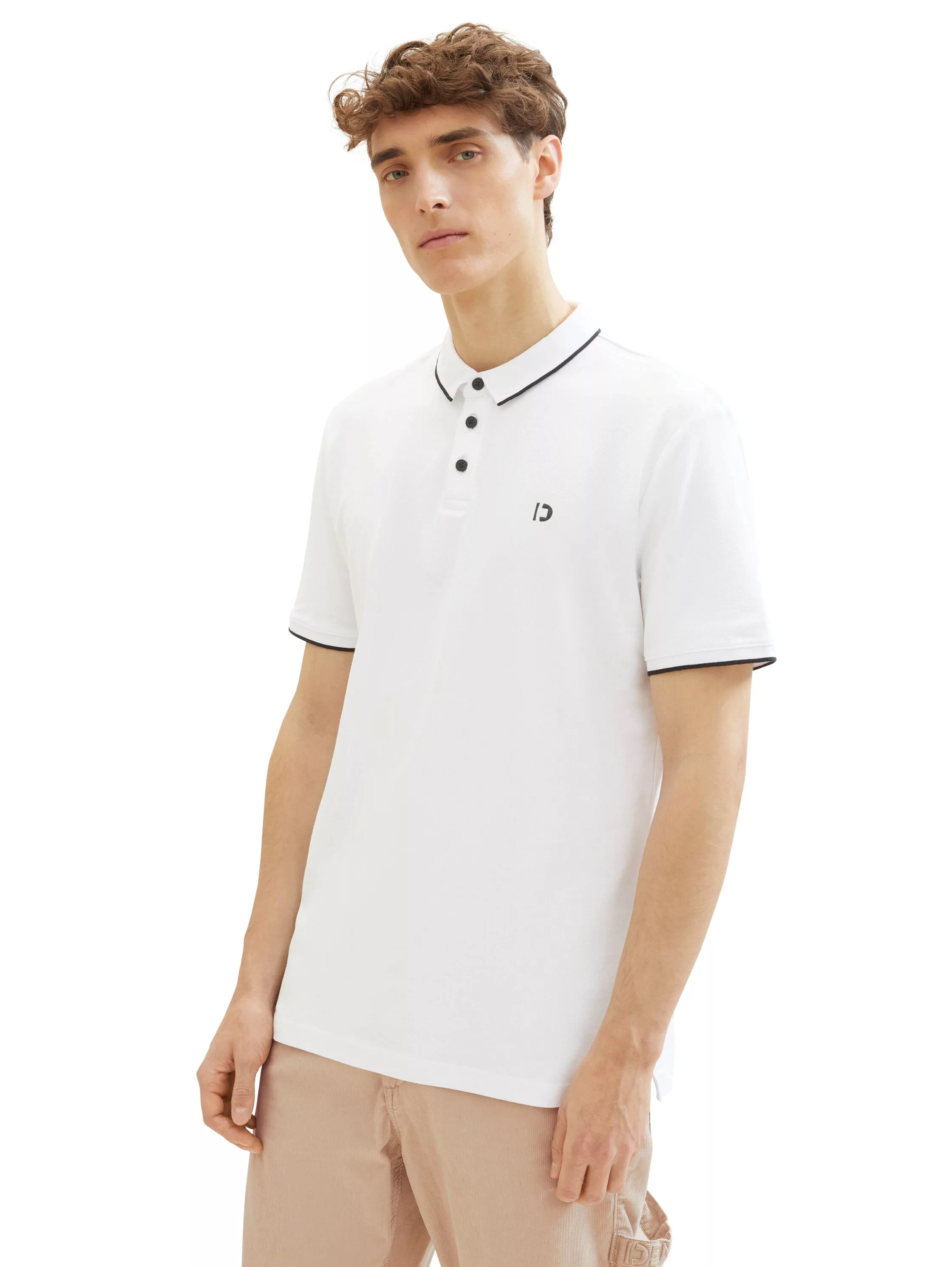 TOM TAILOR Denim Poloshirt mit Logoprint und aus Stretch günstig online kaufen