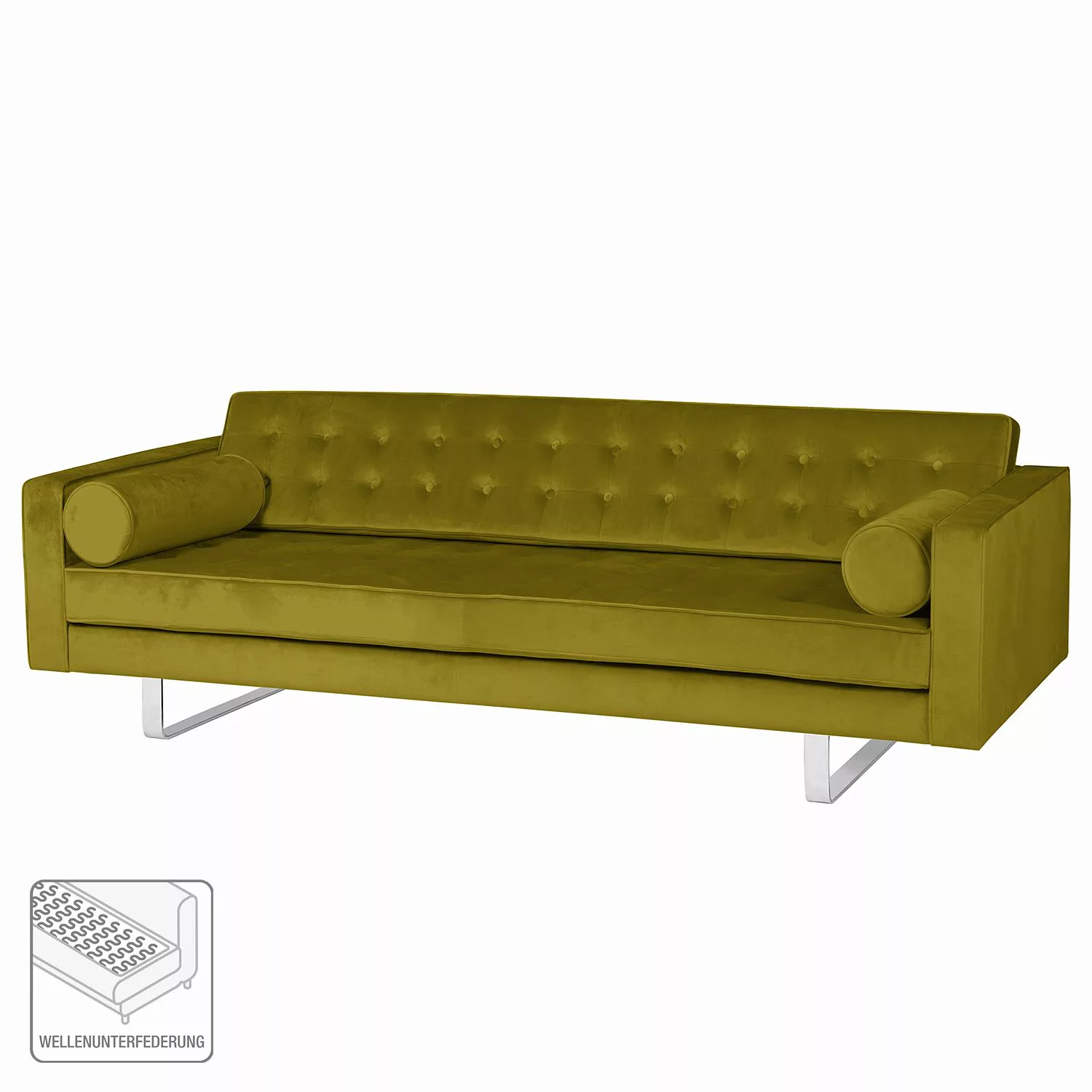 home24 Fredriks Sofa Chelsea III 3-Sitzer Grün Microfaser 216x68x85 cm günstig online kaufen