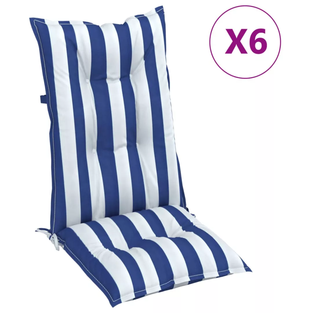 Vidaxl Stuhlauflagen 6 Stk. Blau & Weiß Gestreift 120x50x7 Cm Stoff günstig online kaufen