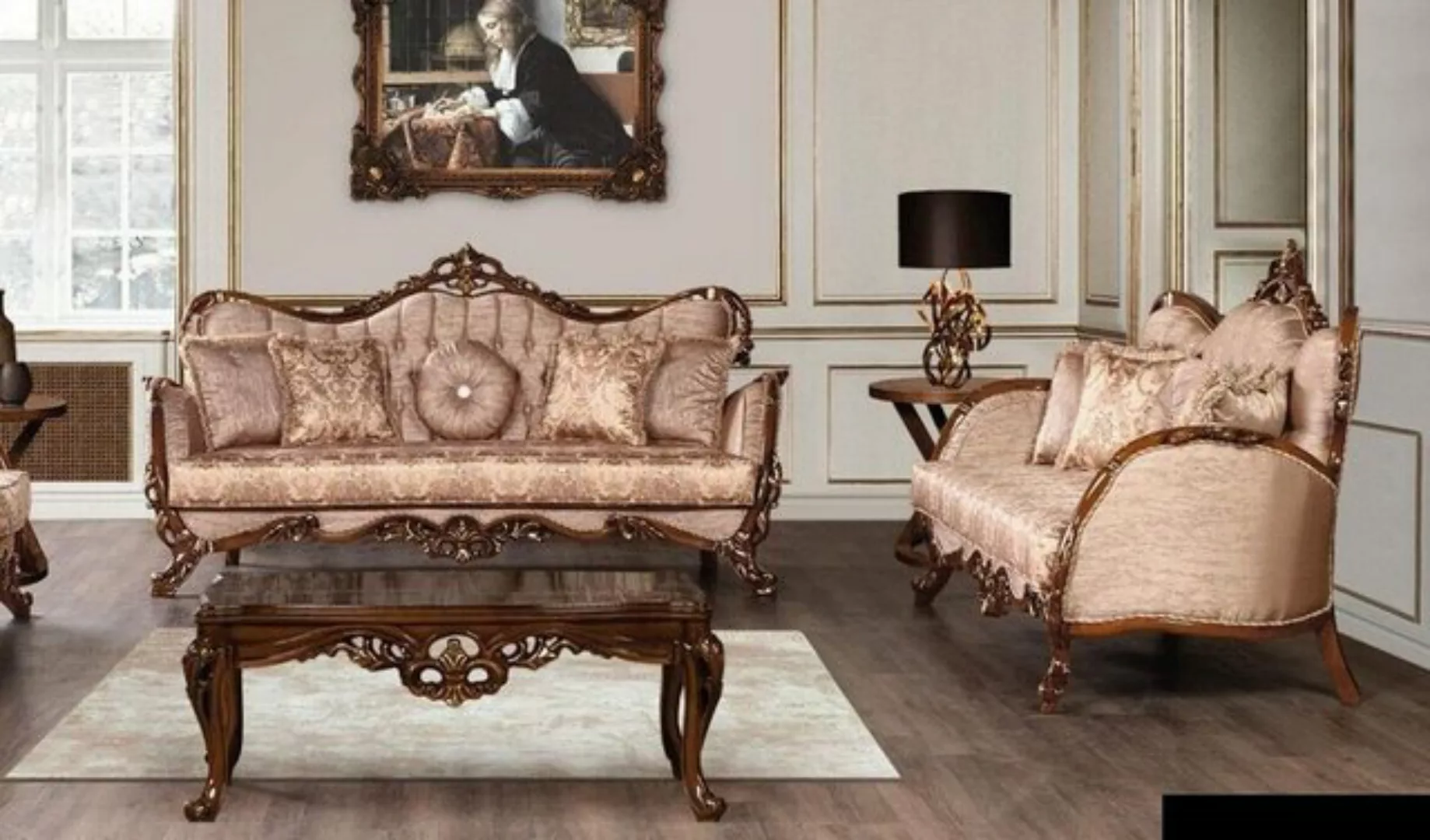 JVmoebel 3-Sitzer Luxus Sofagarnitur 3+3 Sitzer Garnitur Stoff Sofa Sofas W günstig online kaufen