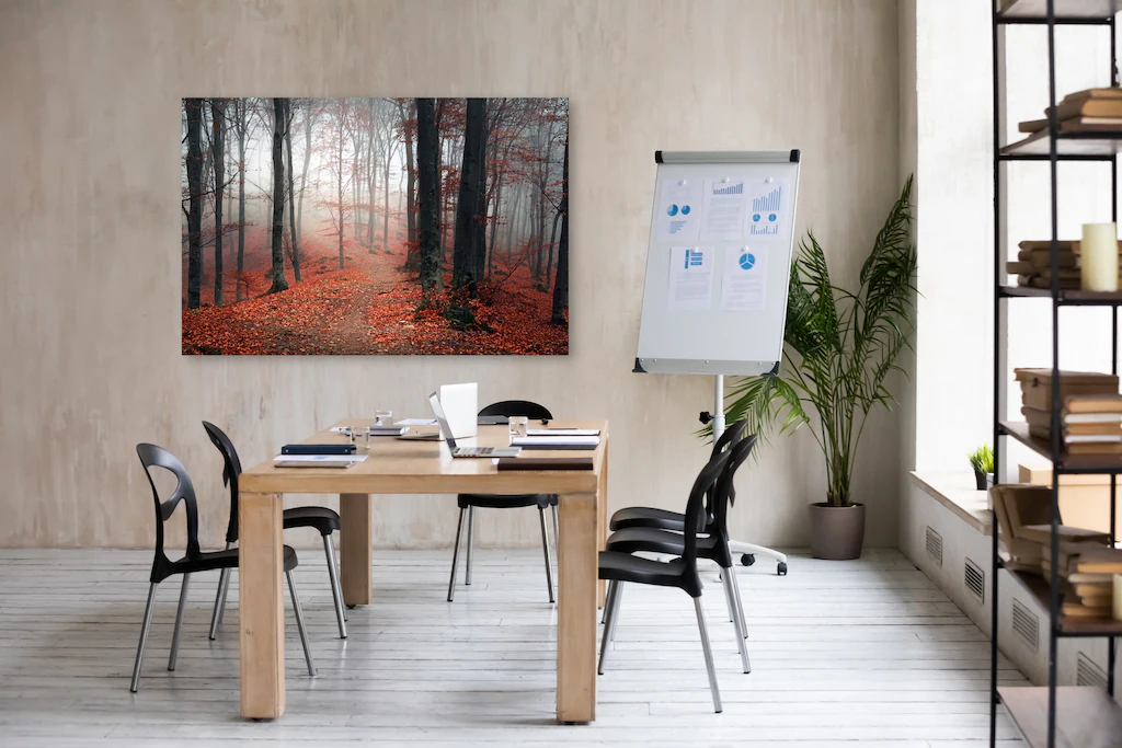 queence Leinwandbild "Herbstwald", Bäume-Baumbilder-Kunst-Modern, (1 St.), günstig online kaufen