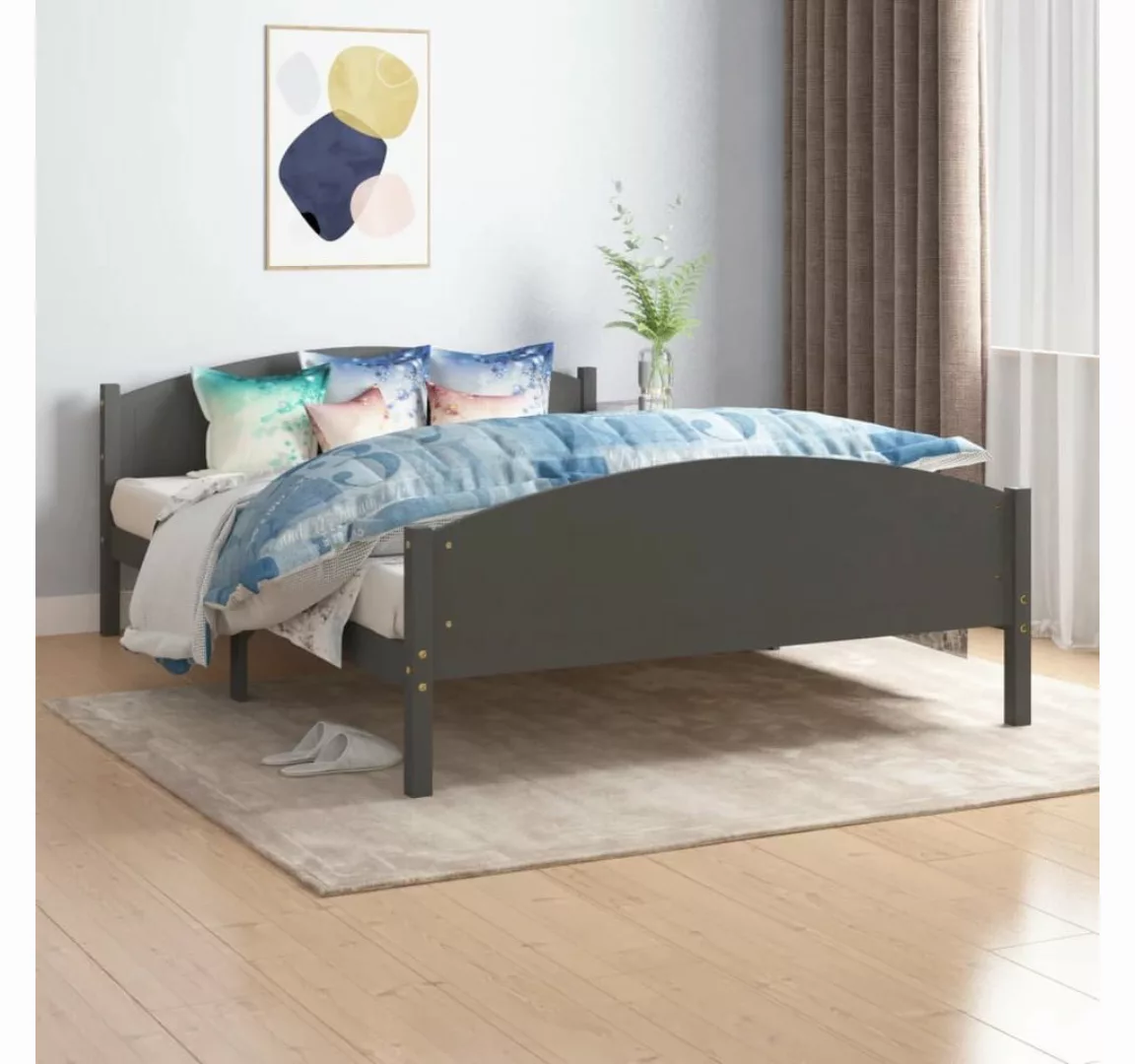 furnicato Bett Massivholzbett Dunkelgrau Kiefer 160x200 cm günstig online kaufen