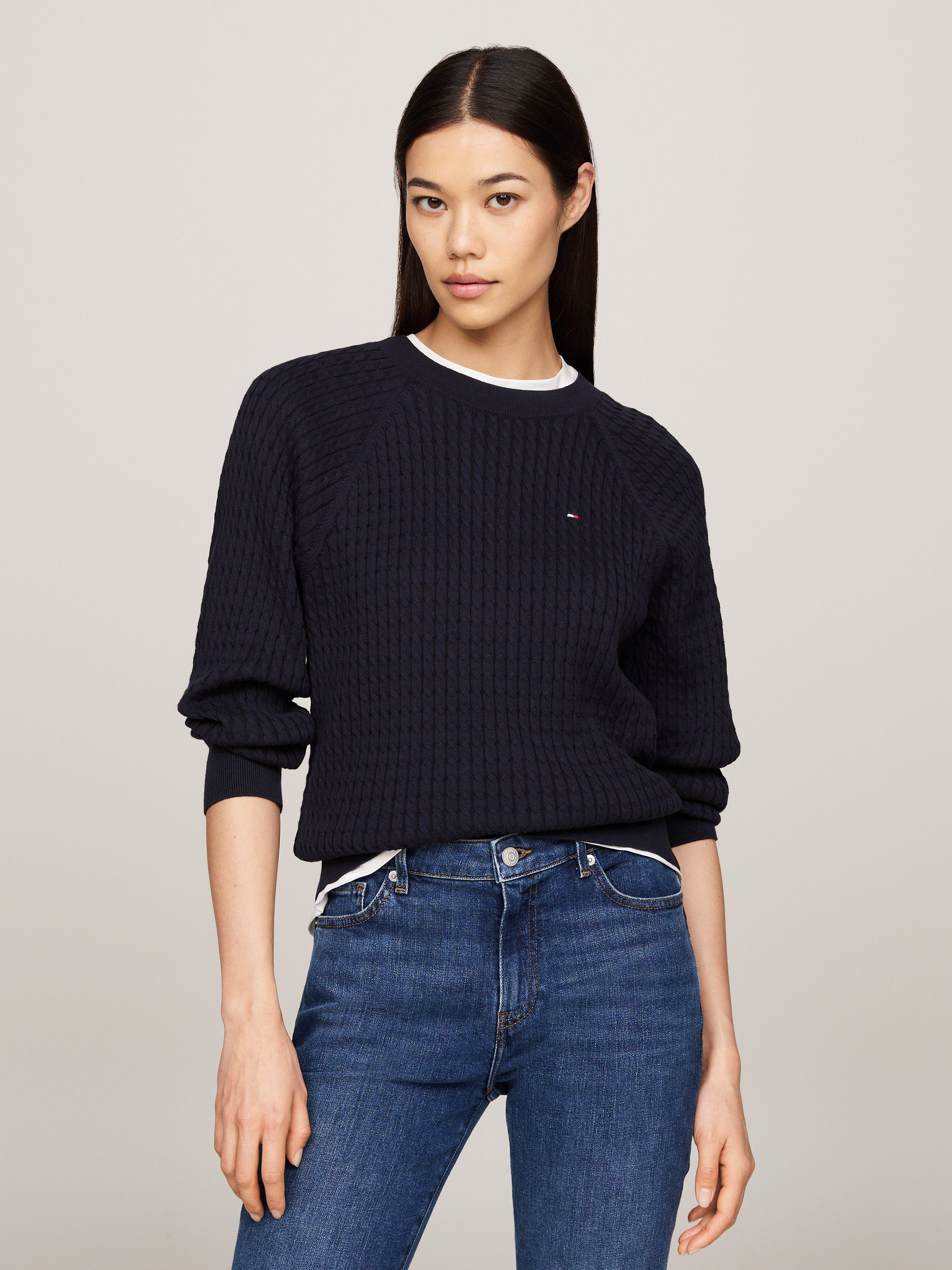 Tommy Hilfiger Rundhalspullover CO CABLE C-NK günstig online kaufen