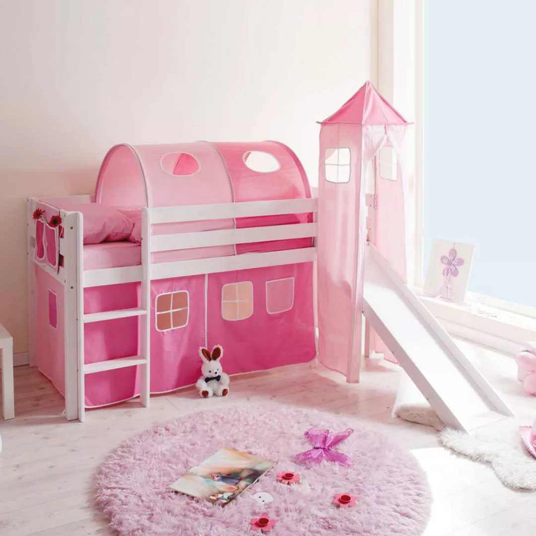 Kinderhochbett in Pink Rosa-Pink günstig online kaufen