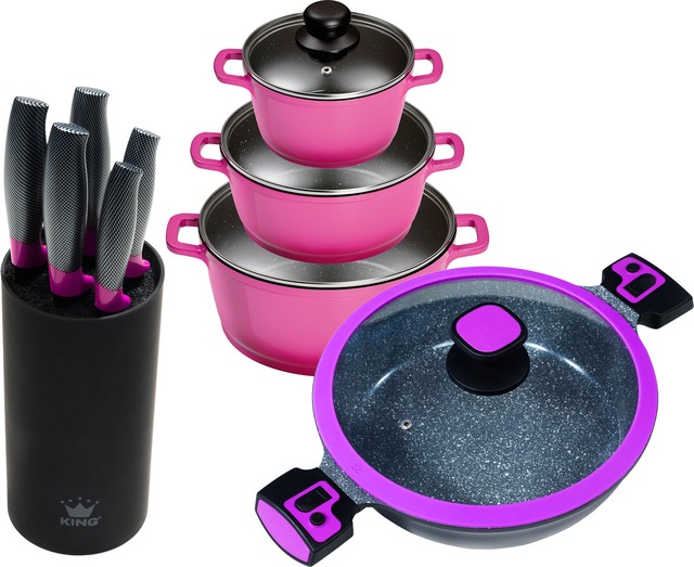 KING Topf-Set »Berry«, Aluminiumguss, (Set, 10 tlg., 3 Töpfe, 3 Deckel, 1Se günstig online kaufen