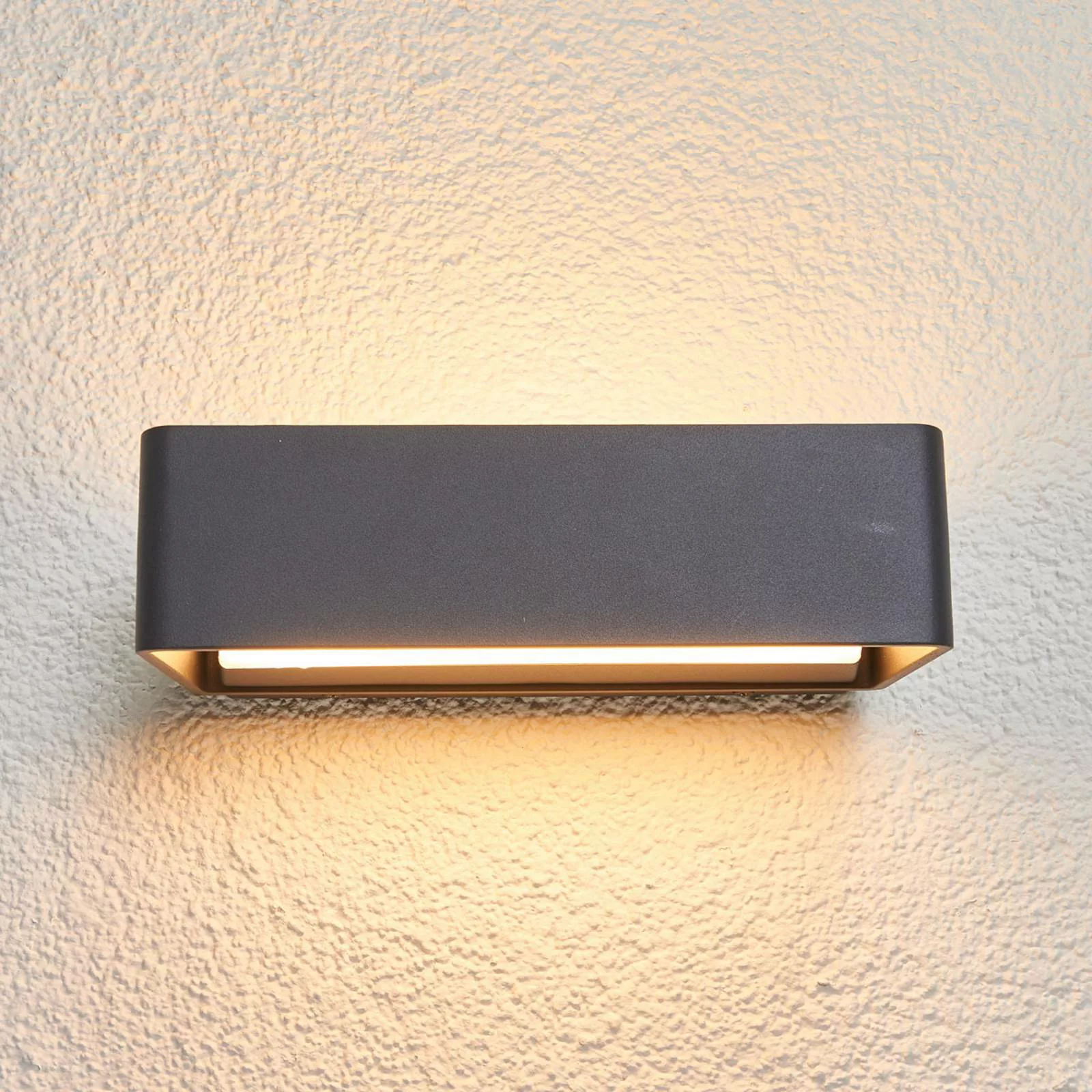Lucande LED-Außenwandleuchte Midvig, dunkelgrau, eckig, IP65 günstig online kaufen