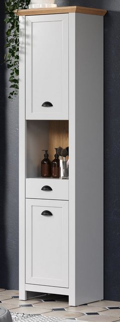 Furn.Design Hochschrank Landmark (Badschrank in hellem grau mit Artisan Eic günstig online kaufen