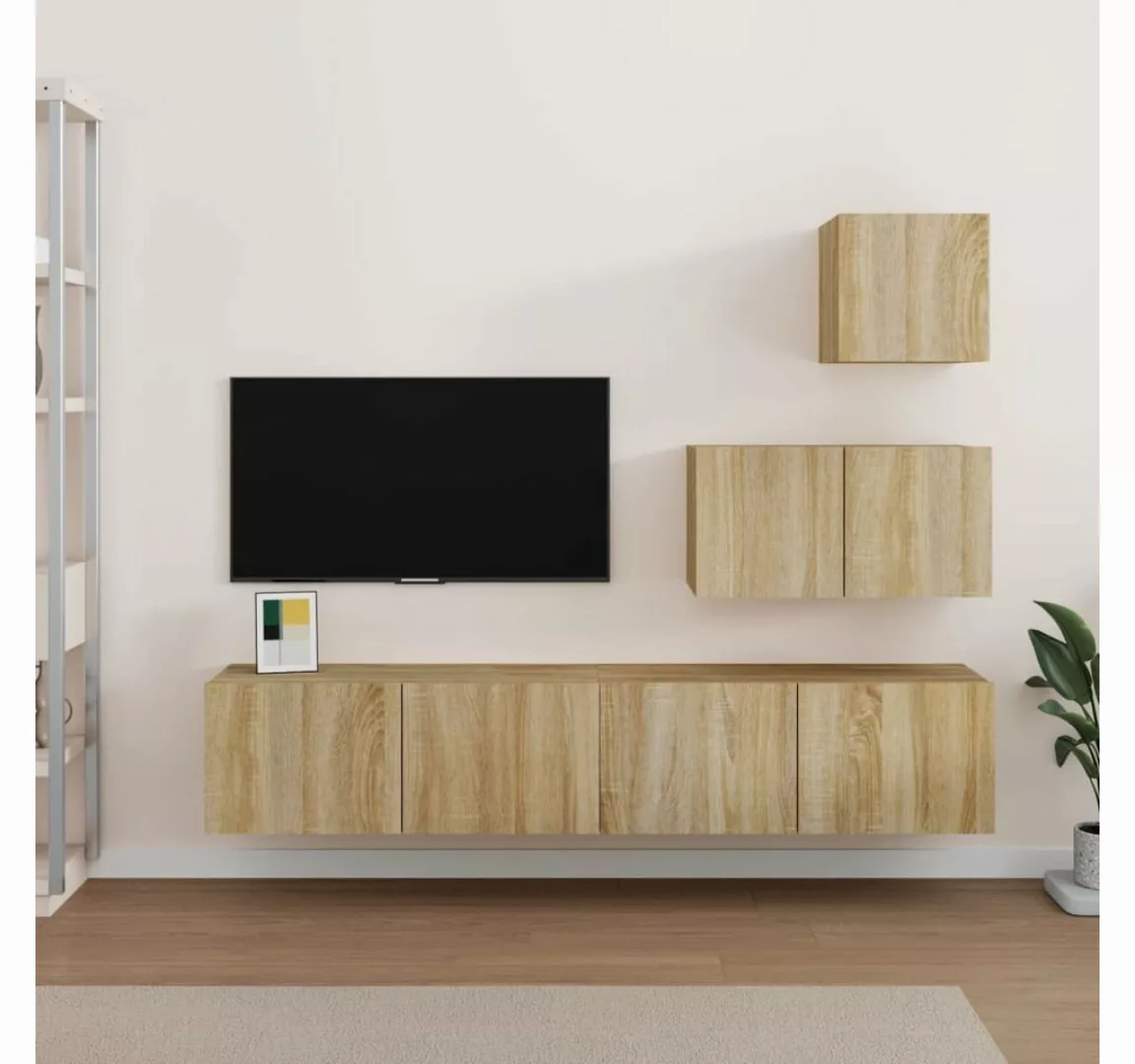 vidaXL TV-Schrank 4-tlg. TV-Schrank-Set Sonoma-Eiche Holzwerkstoff (4-St) günstig online kaufen