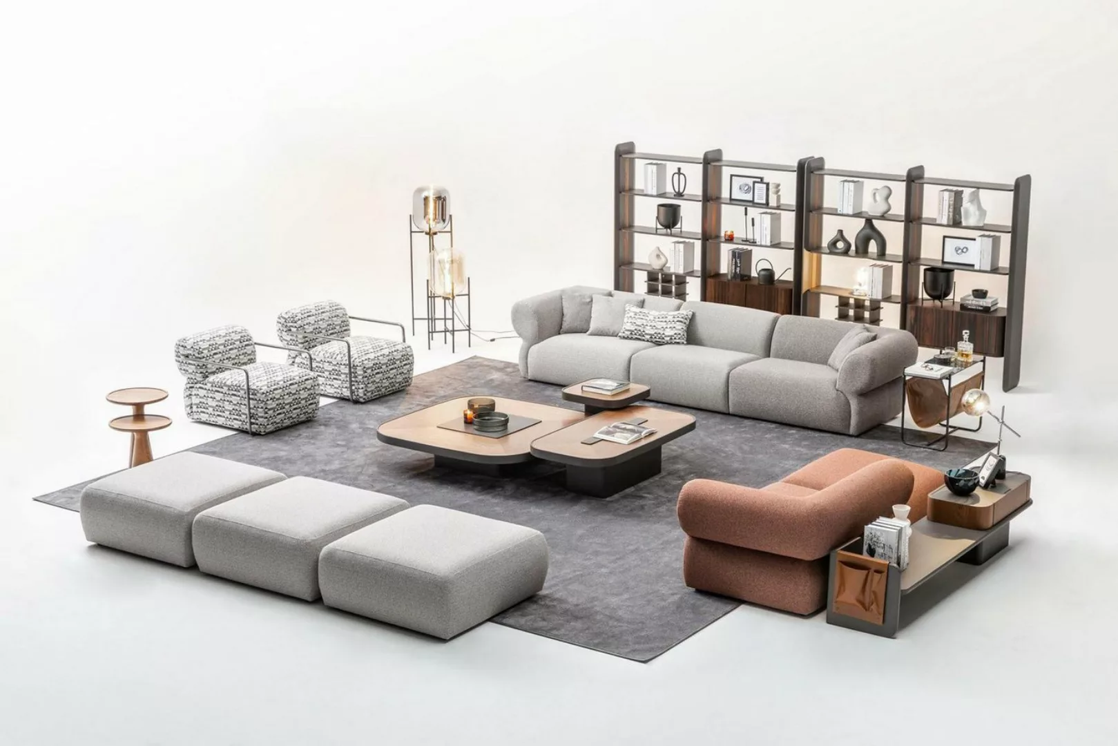 Xlmoebel Sofa Wohnzimmermöbel-Set mit großem Sofa, Zweisitzer, Einzelsitzer günstig online kaufen