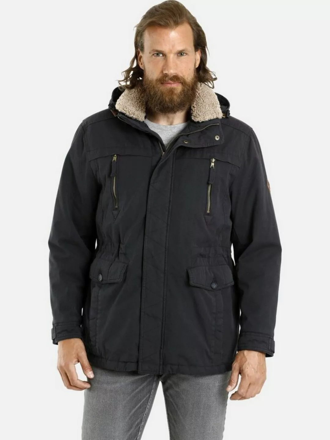 Jan Vanderstorm Outdoorjacke LUDVIG abnehmbarer Webpelzkragen günstig online kaufen