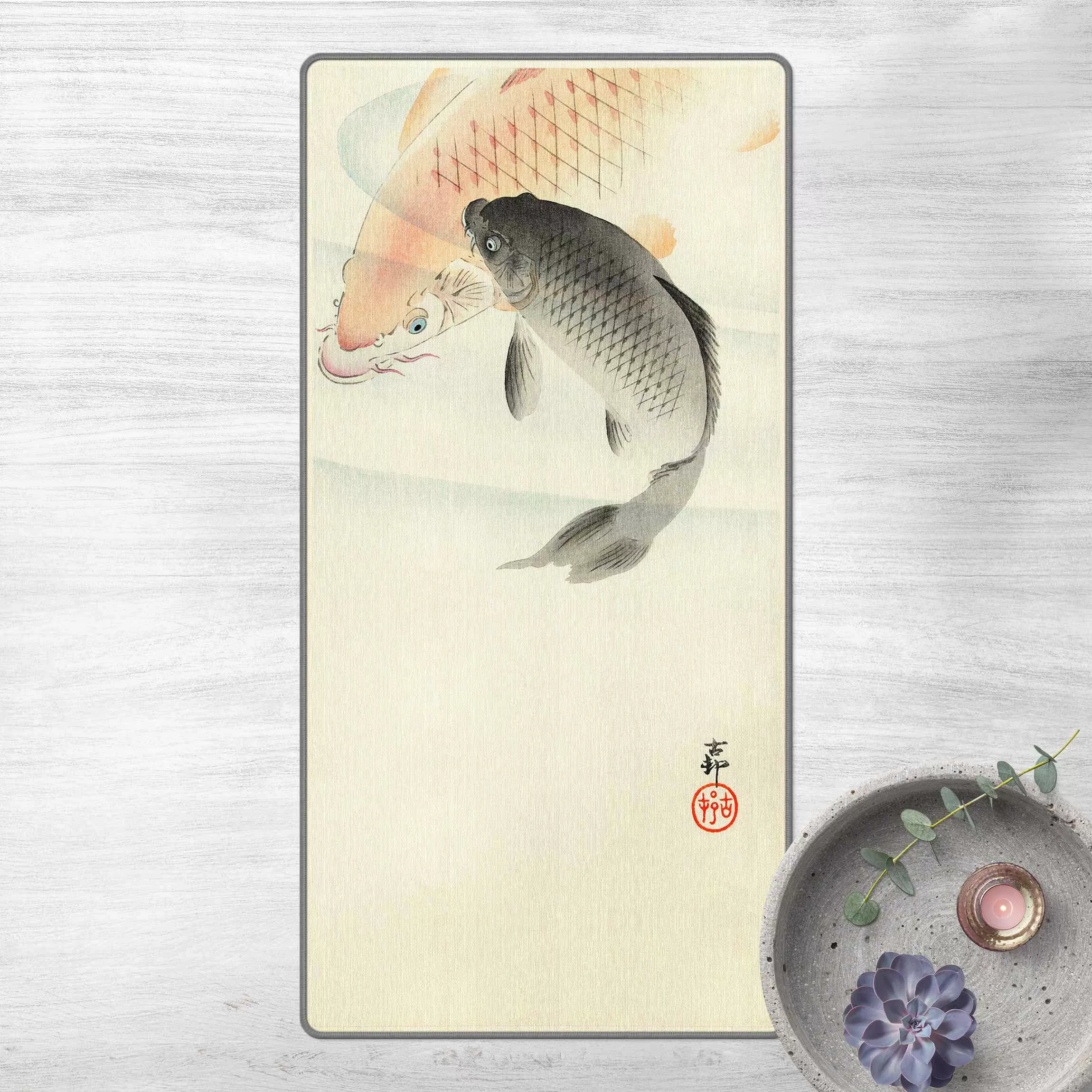 Teppich Vintage Illustration Asiatische Fische I günstig online kaufen