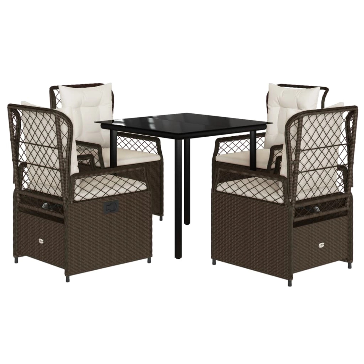 vidaXL 5-Tlg Garten-Essgruppe mit Kissen Braun Poly Rattan 3262979 günstig online kaufen