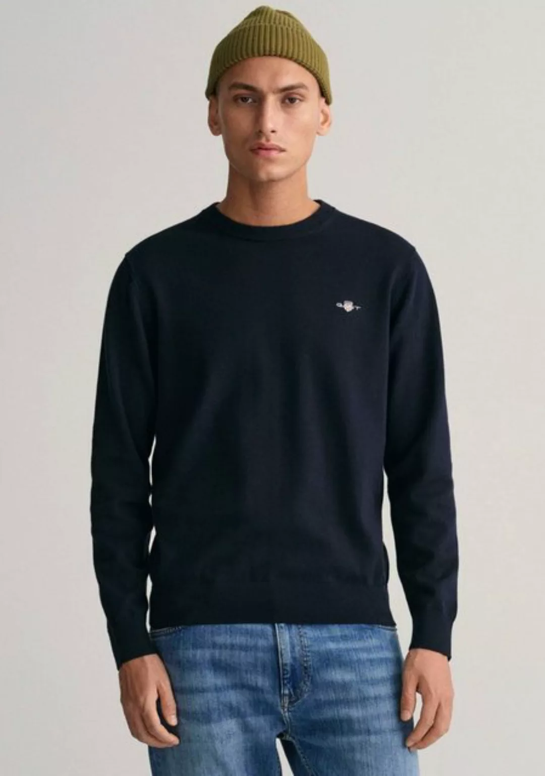 Gant Rundhalspullover Classic Cotton C-Neck Premium Strickpullver aus weich günstig online kaufen