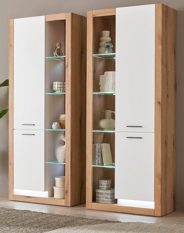 Furn.Design Stauraumvitrine Rivian (set mit 2x Vitrine, Evoke Eiche und wei günstig online kaufen