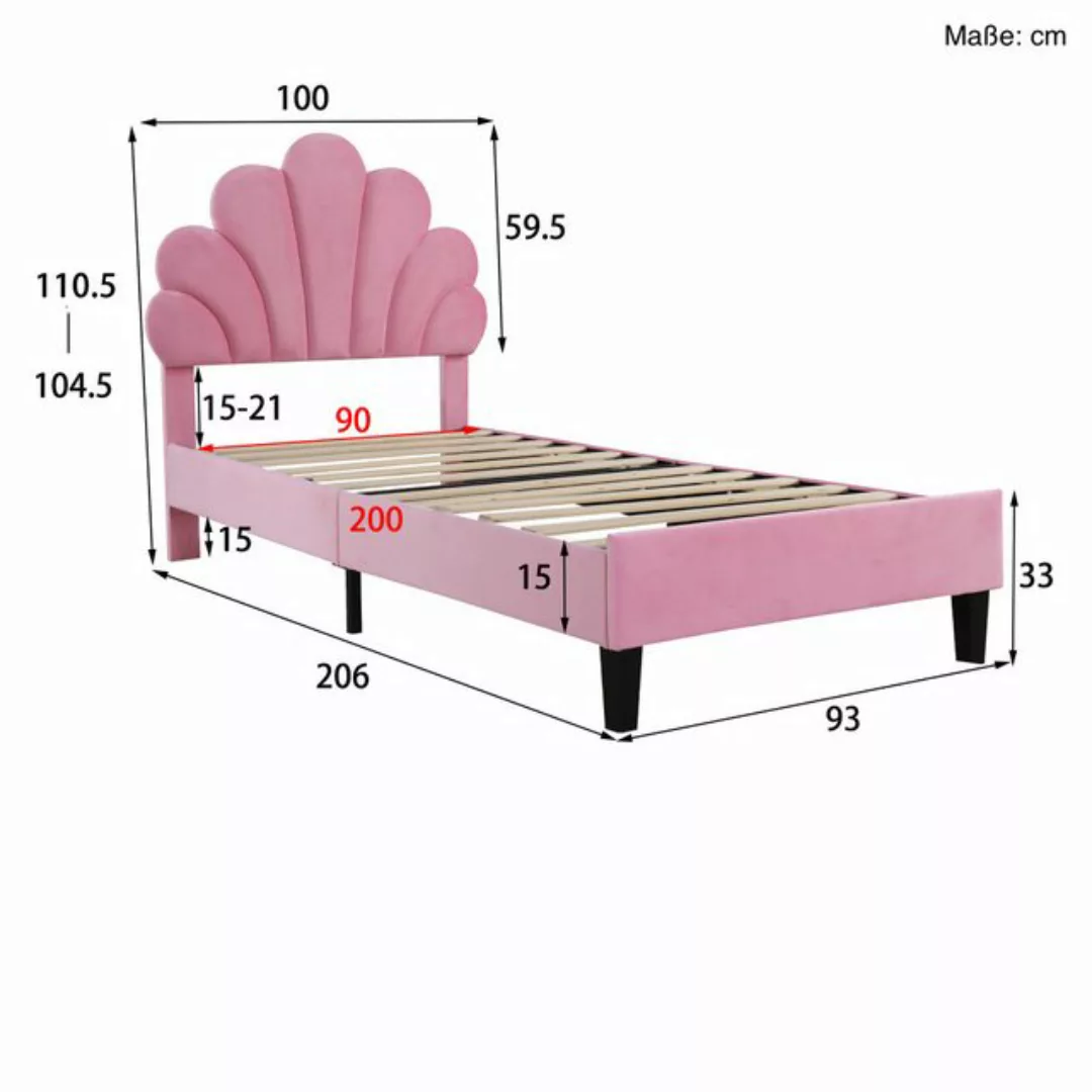 SOFTWEARY Polsterbett (Einzelbett mit Lattenrost, 90x200 cm), Kopfteil höhe günstig online kaufen