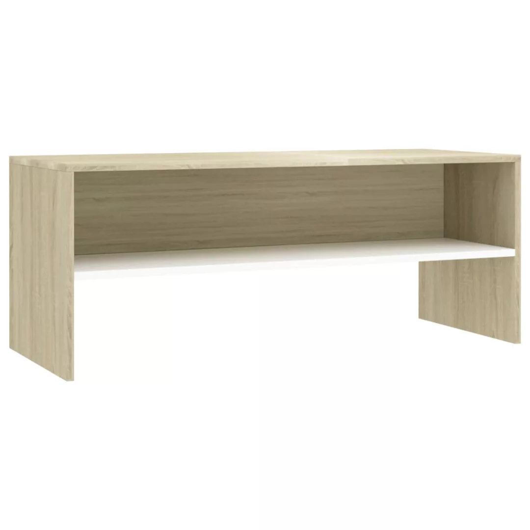 Tv-schrank Weiß Und Sonoma-eiche 100 X 40 X 40 Cm Spanplatte günstig online kaufen