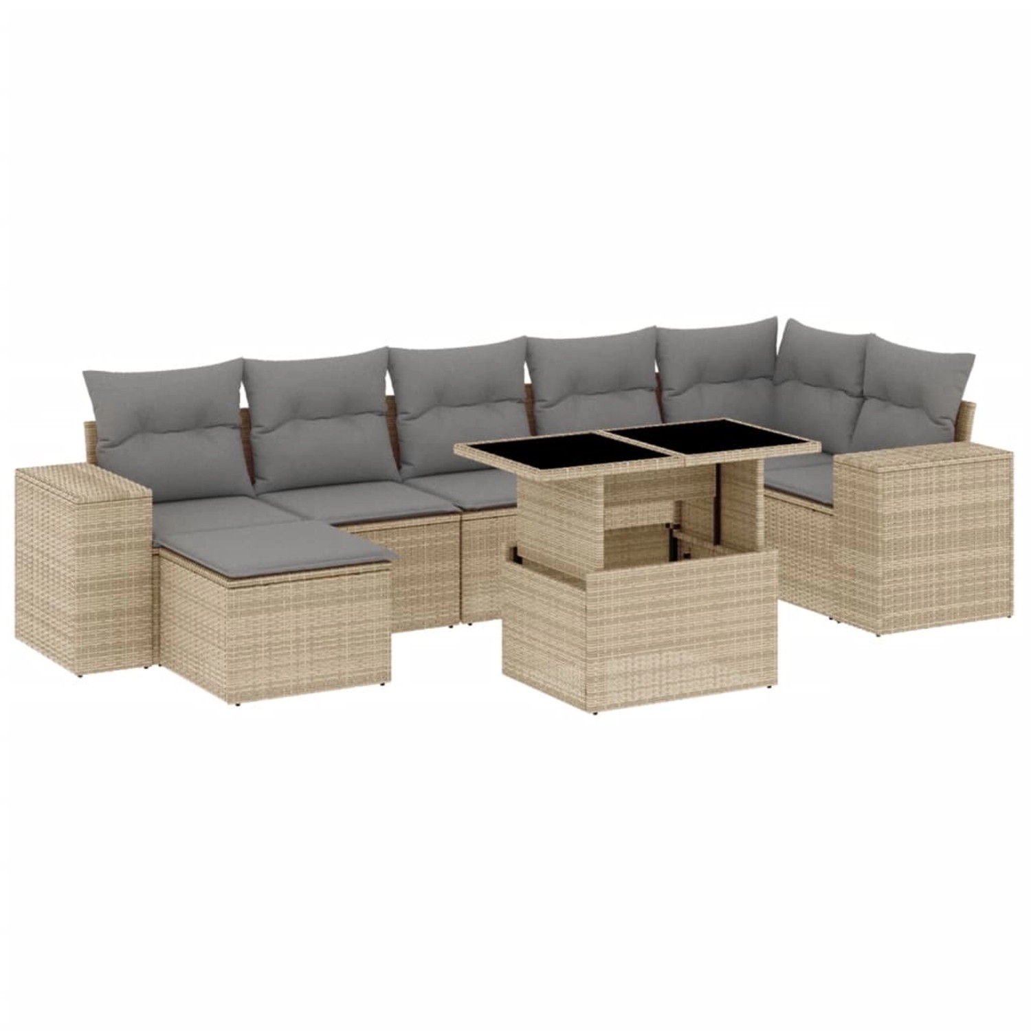 vidaXL 8-tlg Garten-Sofagarnitur mit Kissen Beige Poly Rattan Modell 314 günstig online kaufen