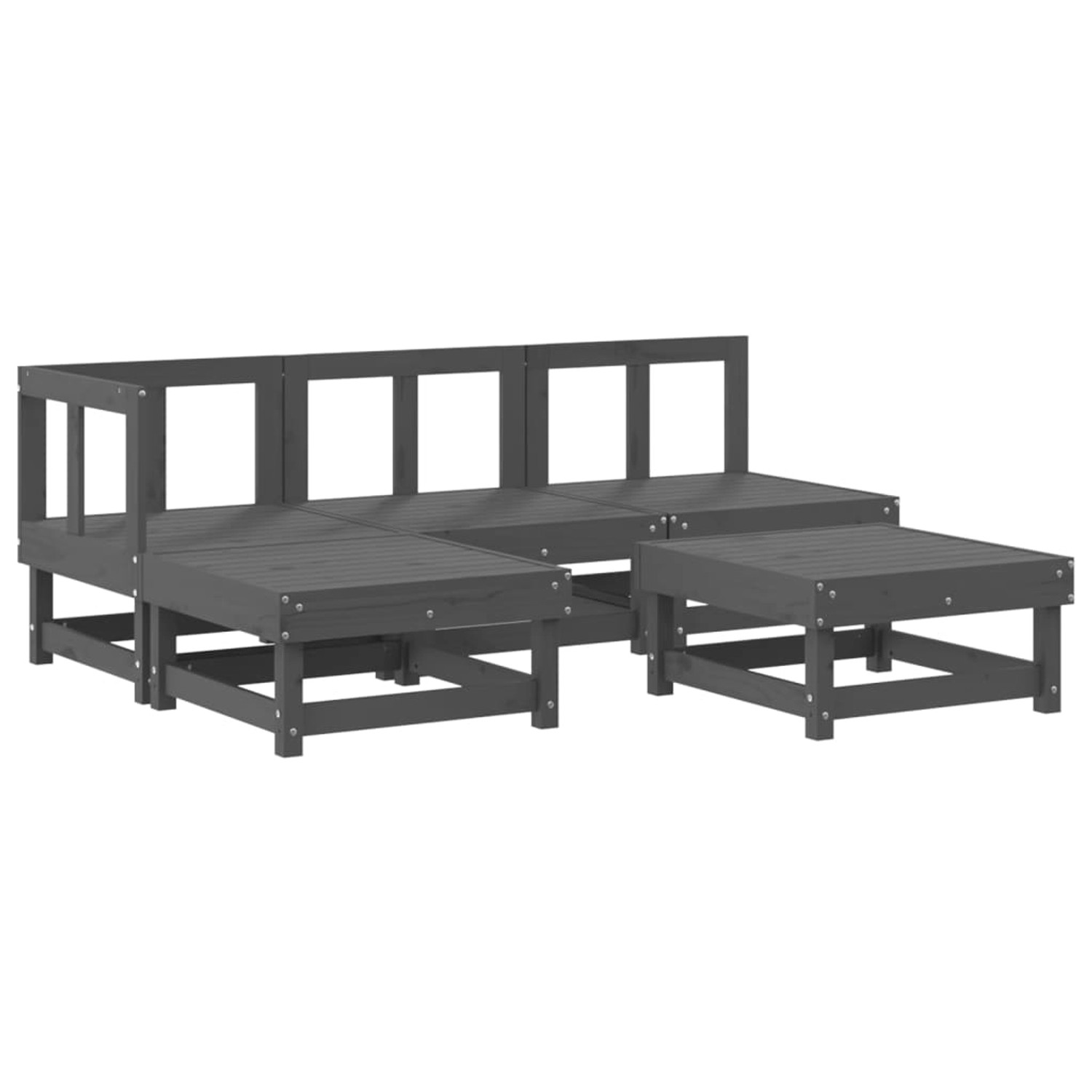 vidaXL 5-Tlg Garten-Lounge-Set Grau Massivholz Kiefer 3186517 günstig online kaufen