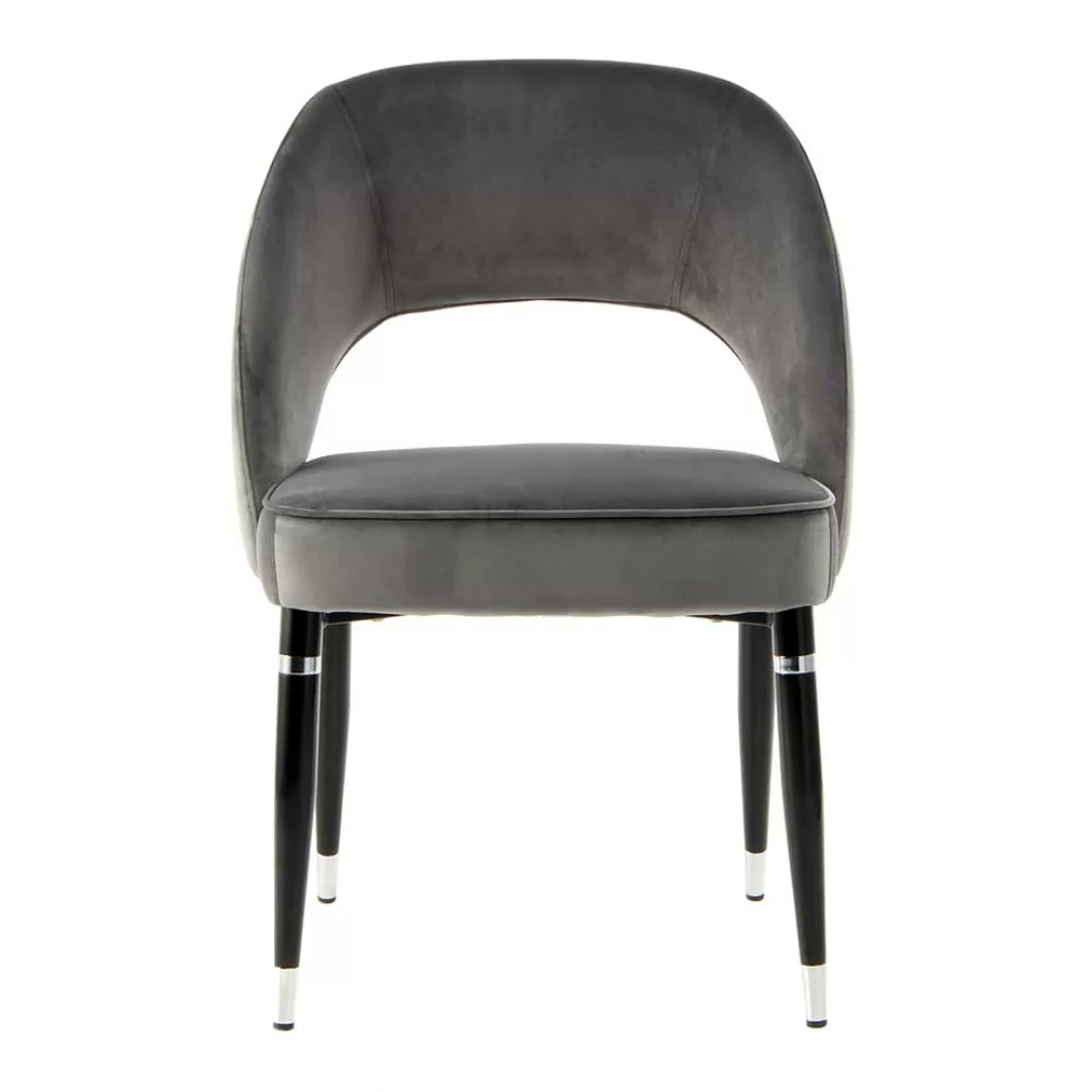 Esstisch Stühle in Grau Samt Metallgestell in Schwarz Silber (2er Set) günstig online kaufen