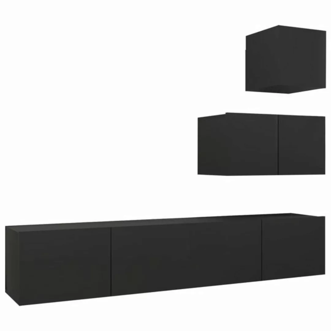 furnicato TV-Schrank 4-tlg. TV-Schrank-Set Schwarz Holzwerkstoff (1-St) günstig online kaufen