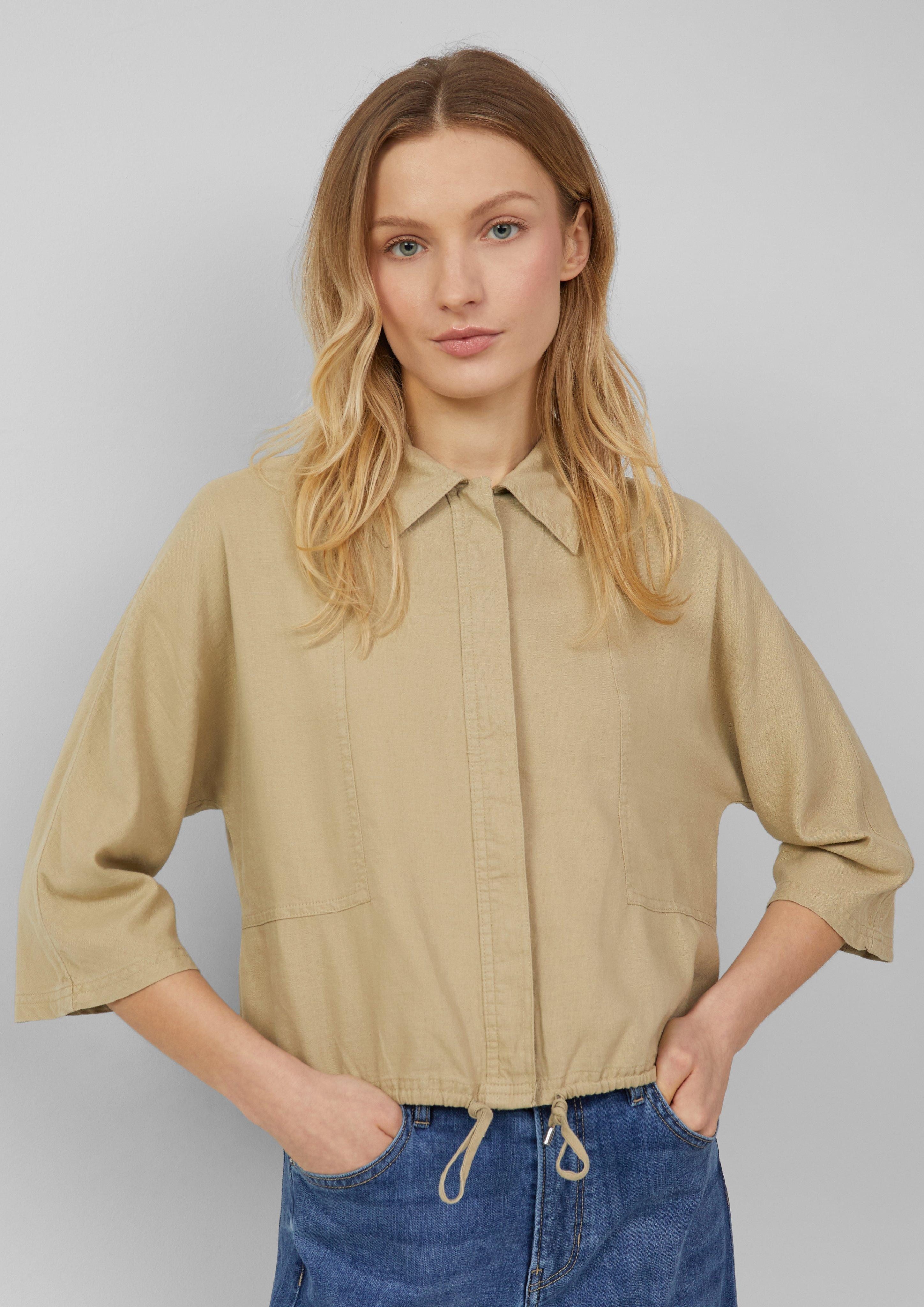 s.Oliver Langarmbluse Leinenmix-Bluse im O-Shape mit günstig online kaufen