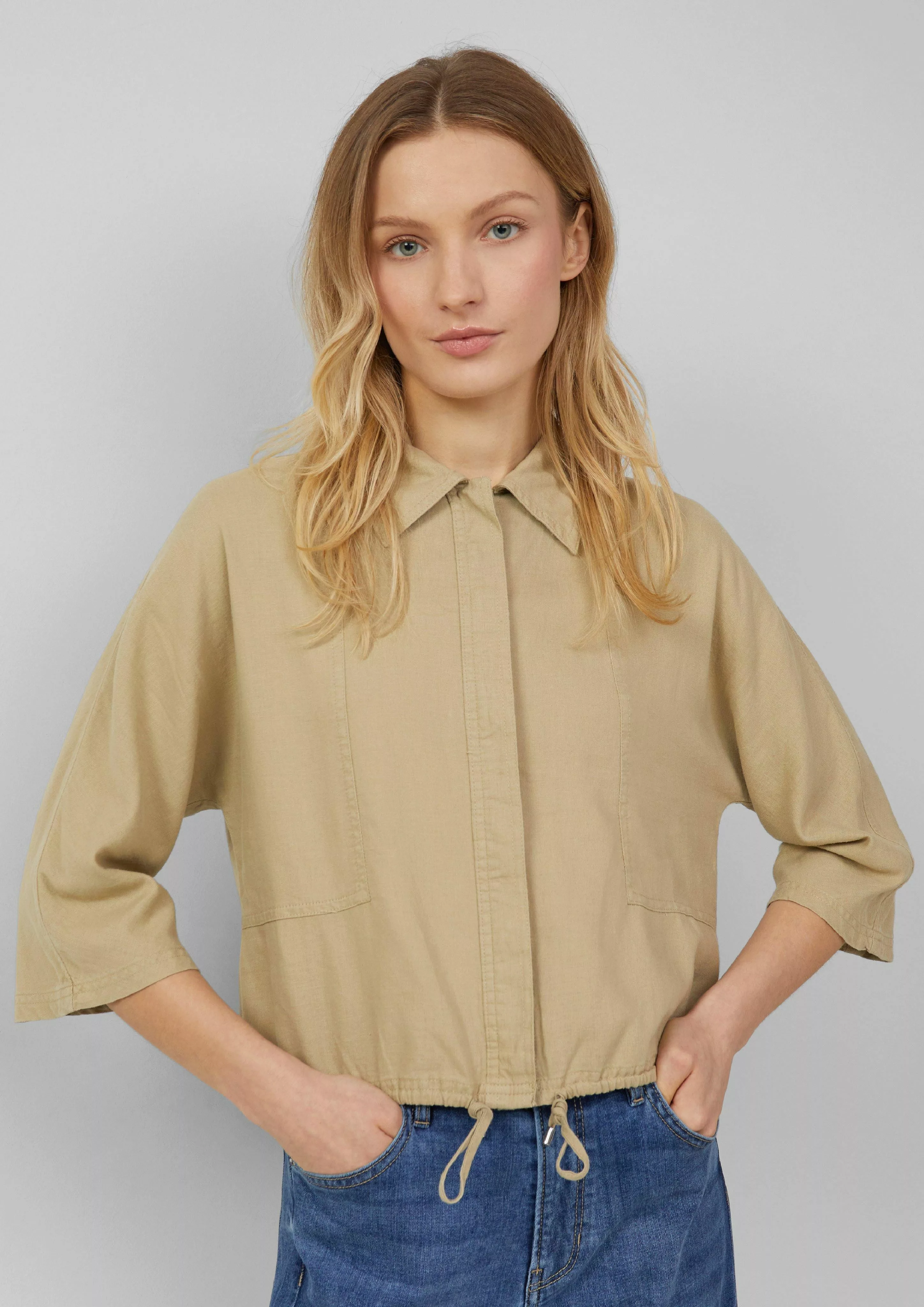 s.Oliver Langarmbluse Leinenmix-Bluse im O-Shape mit günstig online kaufen