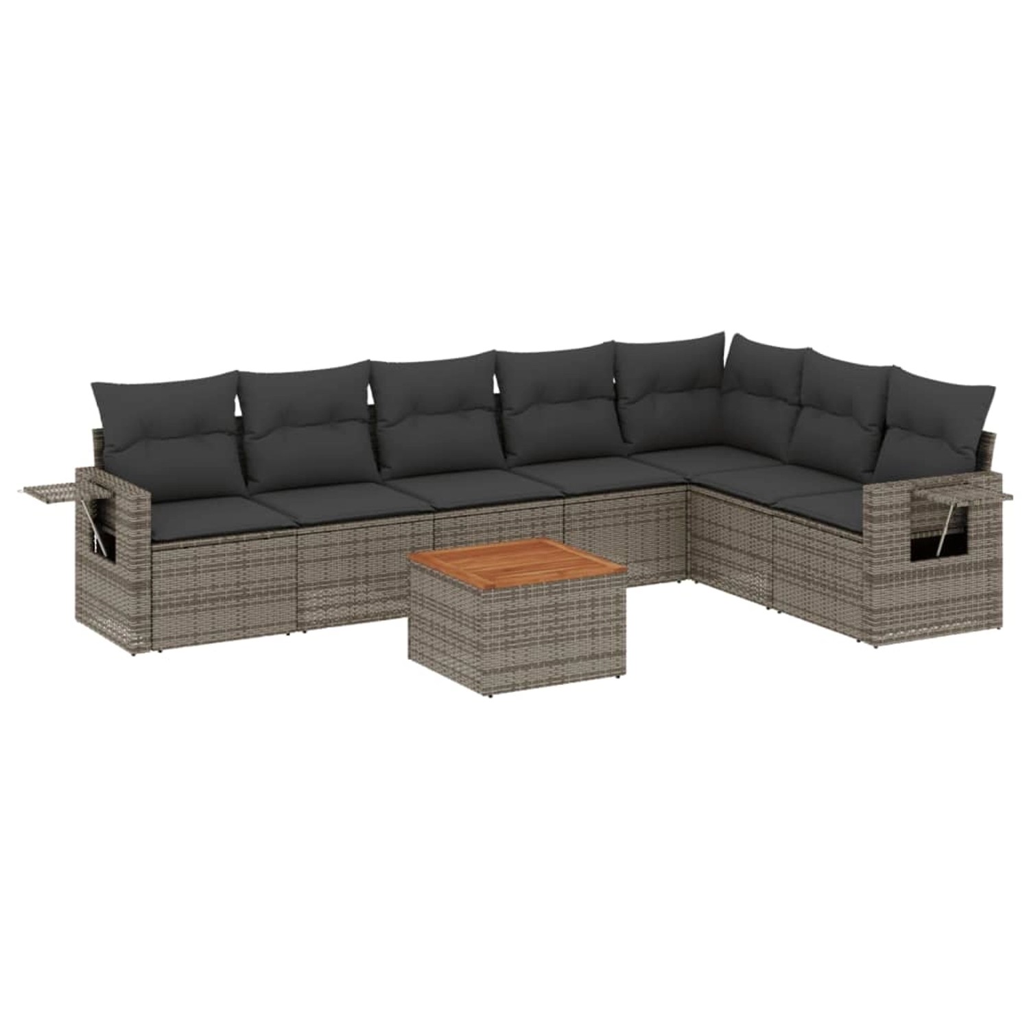 vidaXL 8-Tlg Garten-Sofagarnitur mit Kissen Grau Poly Rattan 3256928 günstig online kaufen