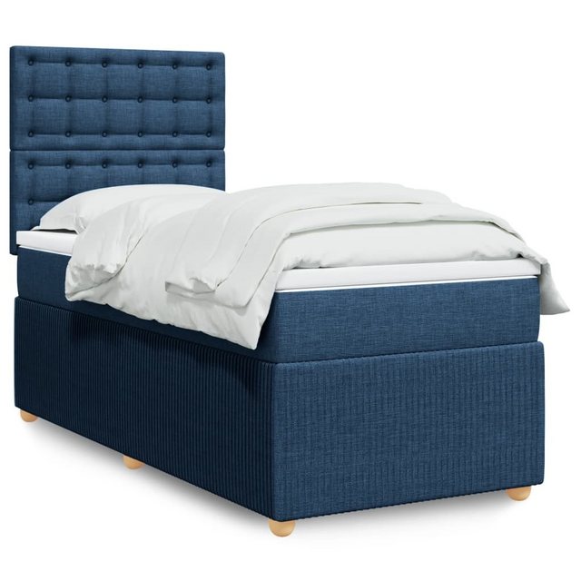 vidaXL Boxspringbett, Boxspringbett mit Matratze Blau 90x200 cm Stoff günstig online kaufen