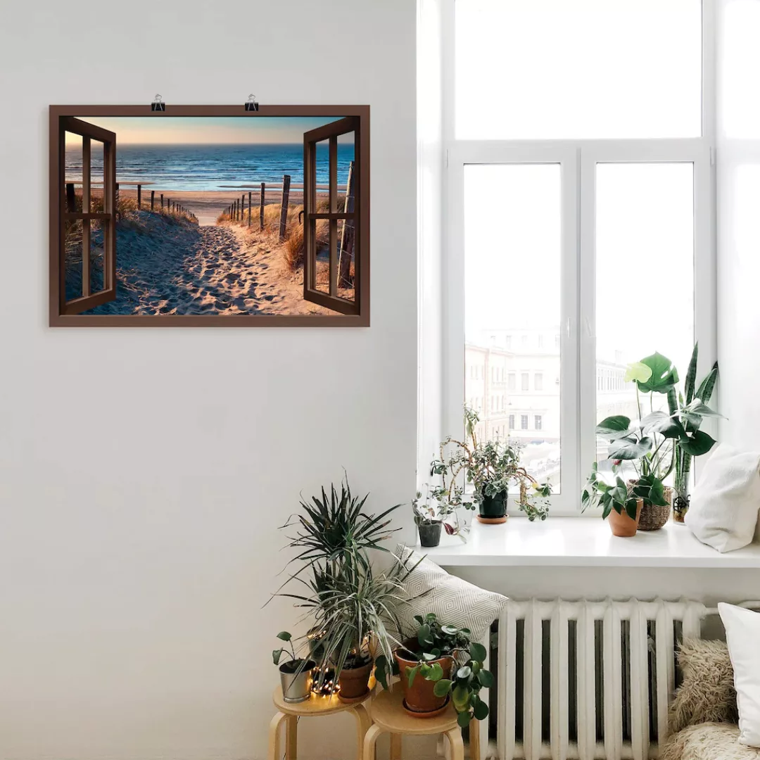 Artland Wandbild "Fensterblick Weg zum Nordseestrand", Strand, (1 St.), als günstig online kaufen