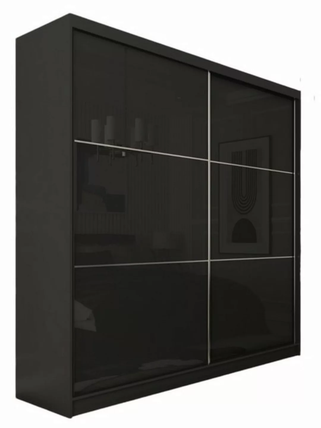 Compleo Schwebetürenschrank CINZIA, Schrank mit Lacobel Glas (200 cm, mit o günstig online kaufen