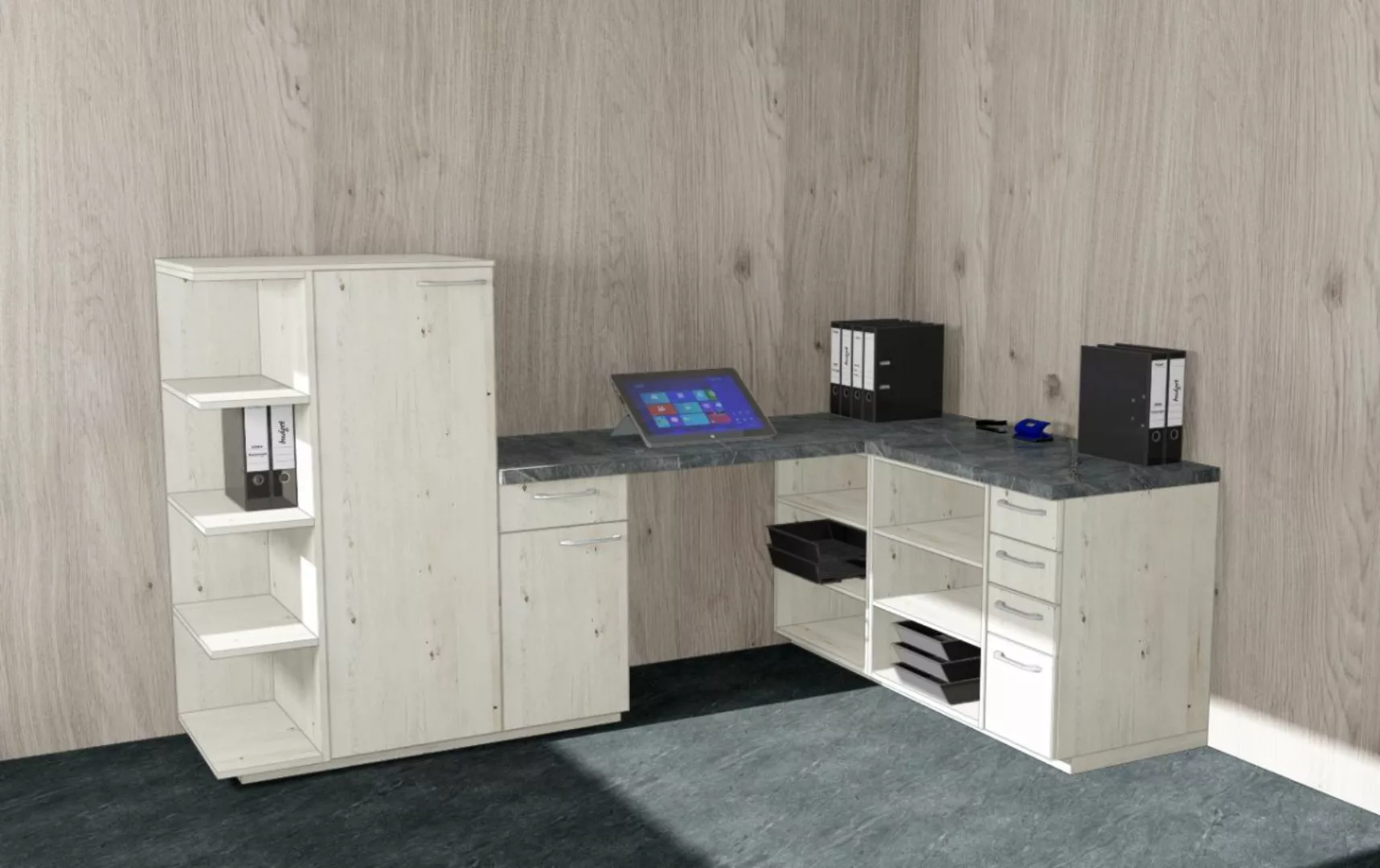 Büromöbel MANKAWORK 3.2B Skandic Eiche Eck-Schreibtisch 260x150 cm Homeoffi günstig online kaufen
