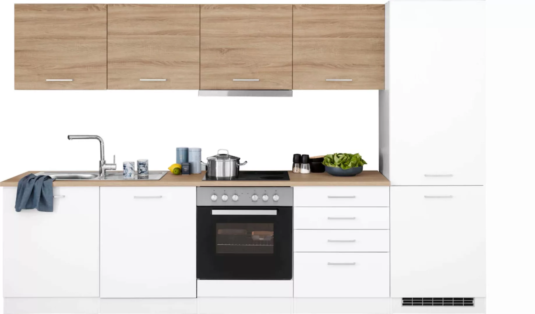 HELD MÖBEL Küchenzeile "Visby", mit E-Geräte, 300 cm, inkl. Kühl/Gefrierkom günstig online kaufen