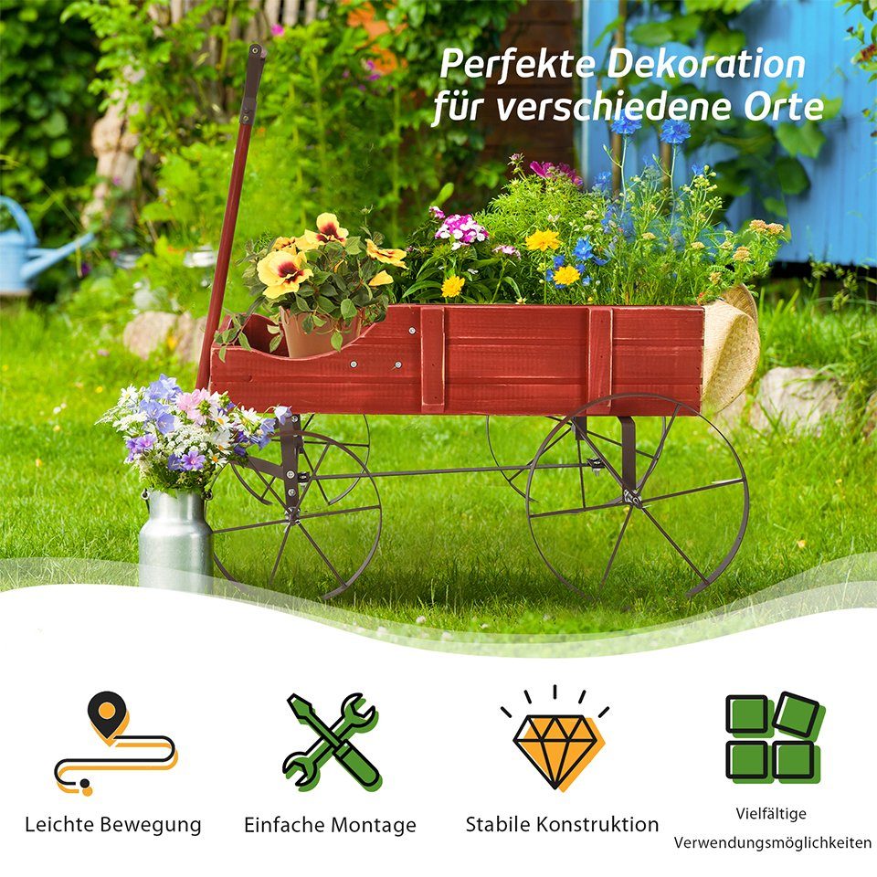 COSTWAY Blumenständer, Pflanzwagen mit 4 Metallrädern günstig online kaufen