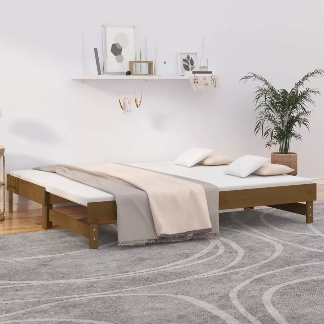 Vidaxl Tagesbett Ausziehbar Honigbraun 2x(90x200) Cm Massivholz Kiefer günstig online kaufen