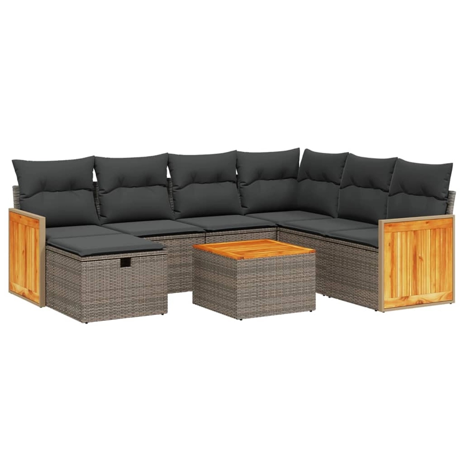 vidaXL 8-Tlg Garten-Sofagarnitur mit Kissen Grau Poly Rattan 3265771 günstig online kaufen