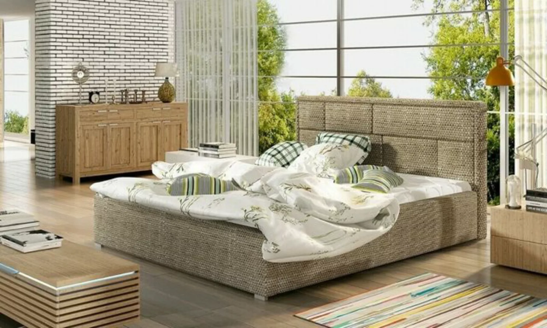 JVmoebel Bett, Designer Bett Schlafzimmer Betten Textil Hotel Luxus Polster günstig online kaufen