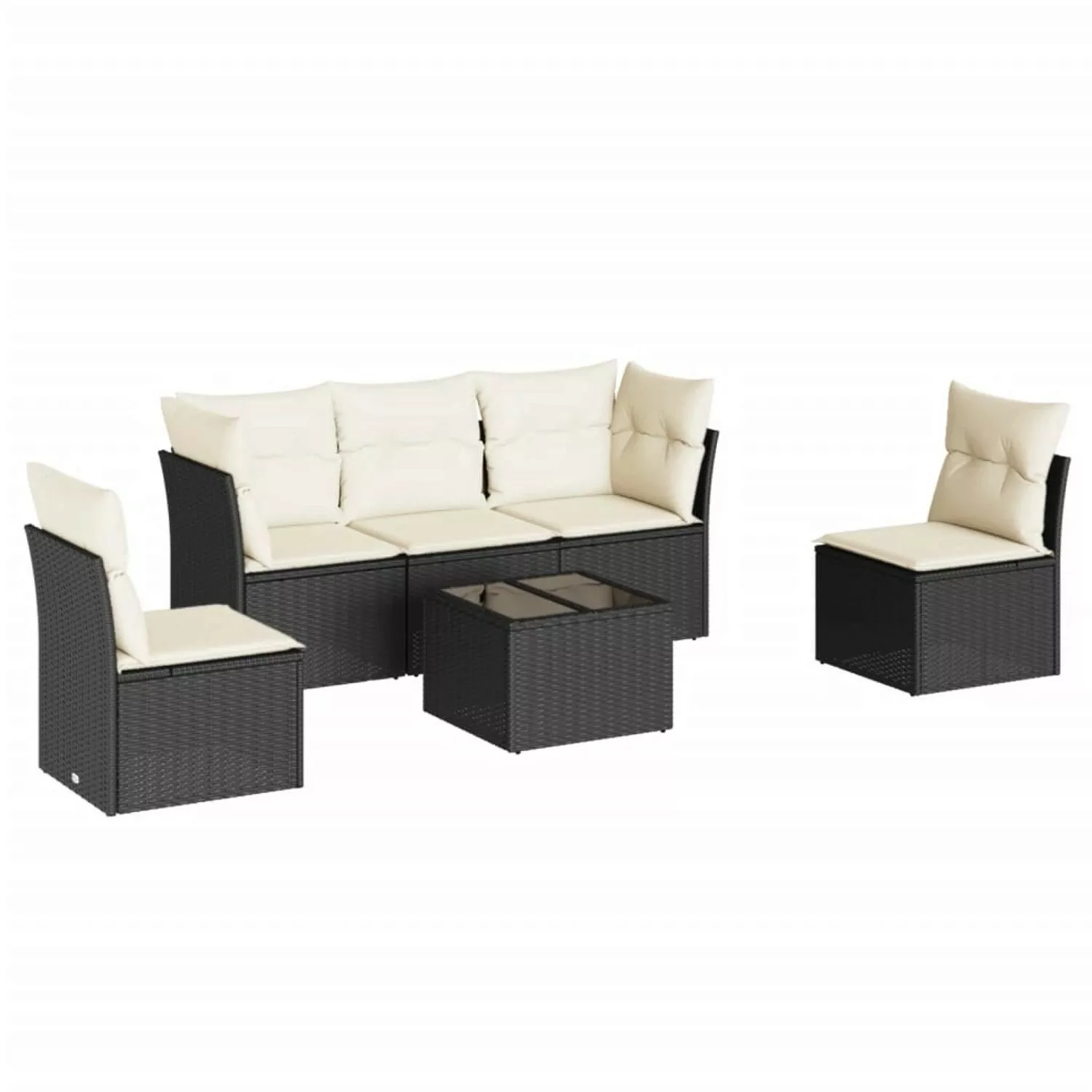 vidaXL 6-tlg Garten-Sofagarnitur mit Kissen Schwarz Poly Rattan Modell 21 günstig online kaufen