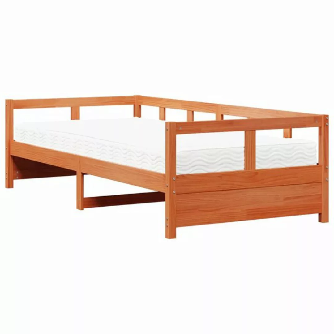 vidaXL Bett, Tagesbett mit Matratze Wachsbraun 90x190 cm Massivholz Kiefer günstig online kaufen