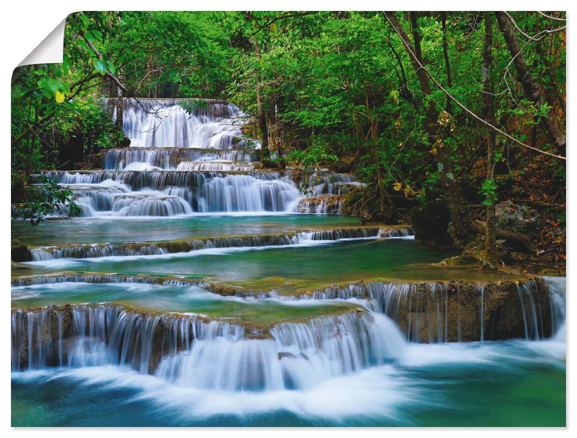 Artland Wandbild »Tiefen Wald Wasserfall«, Gewässer, (1 St.), als Leinwandb günstig online kaufen