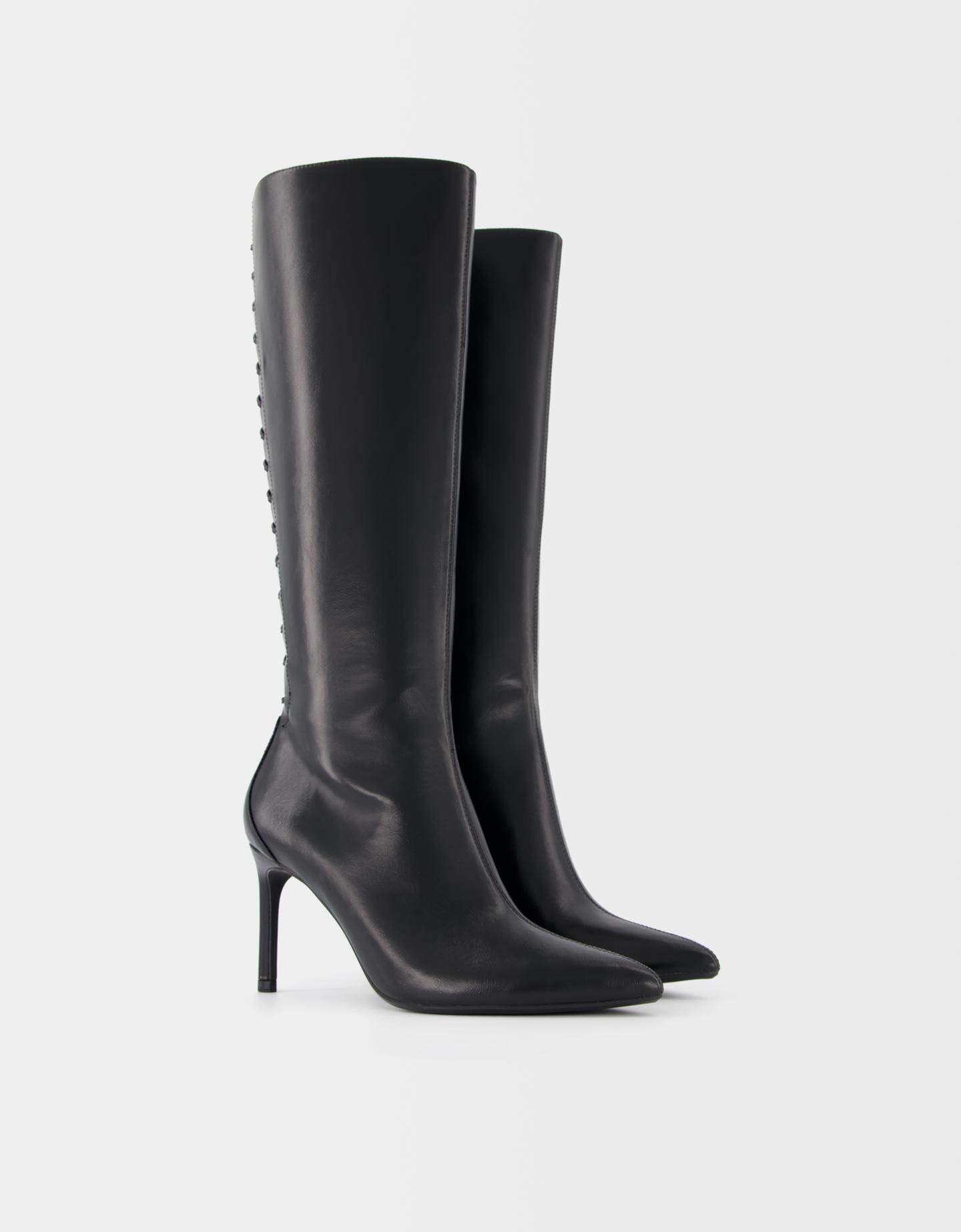 Bershka Absatzstiefel Mit Schleifen-Schnürung Damen 39 Schwarz günstig online kaufen