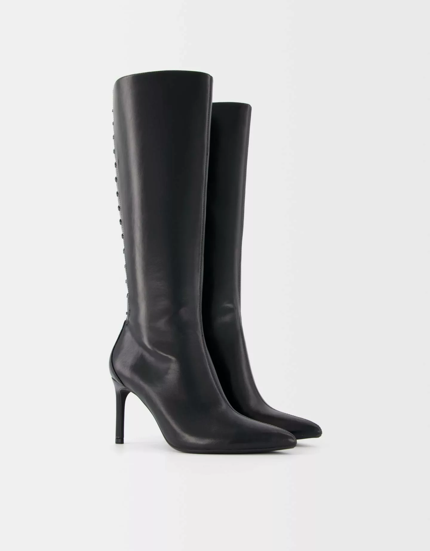 Bershka Absatzstiefel Mit Schleifen-Schnürung Damen 37 Schwarz günstig online kaufen