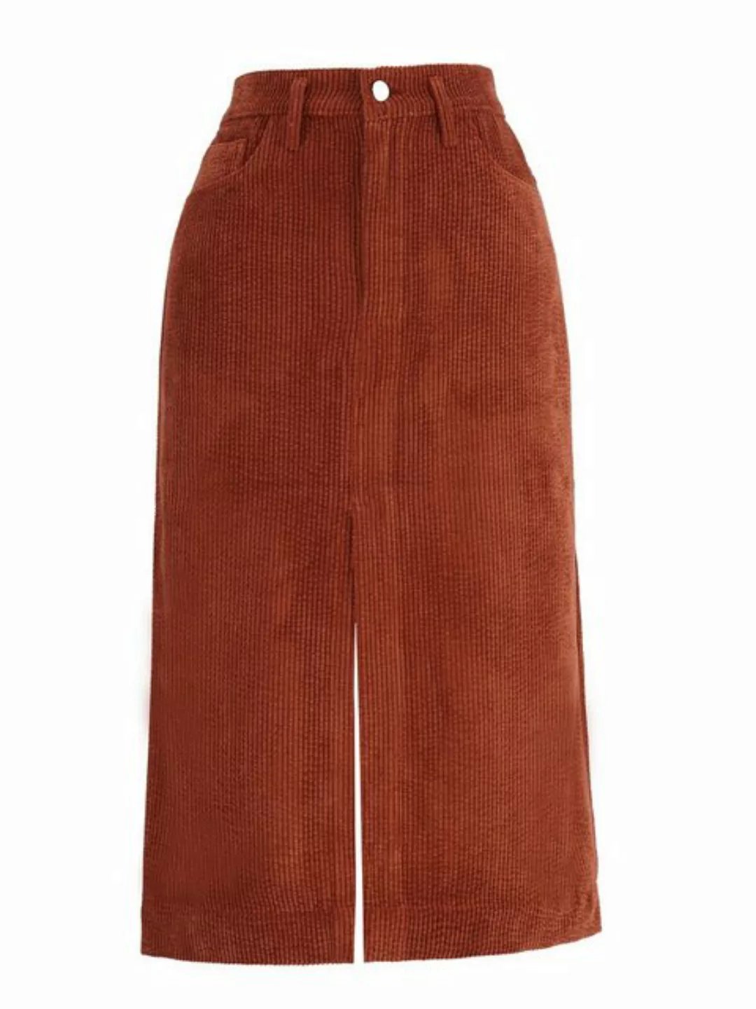 Freshlions Cordrock Freshlions Corduroy Slit Midi Skirt rost XL günstig online kaufen