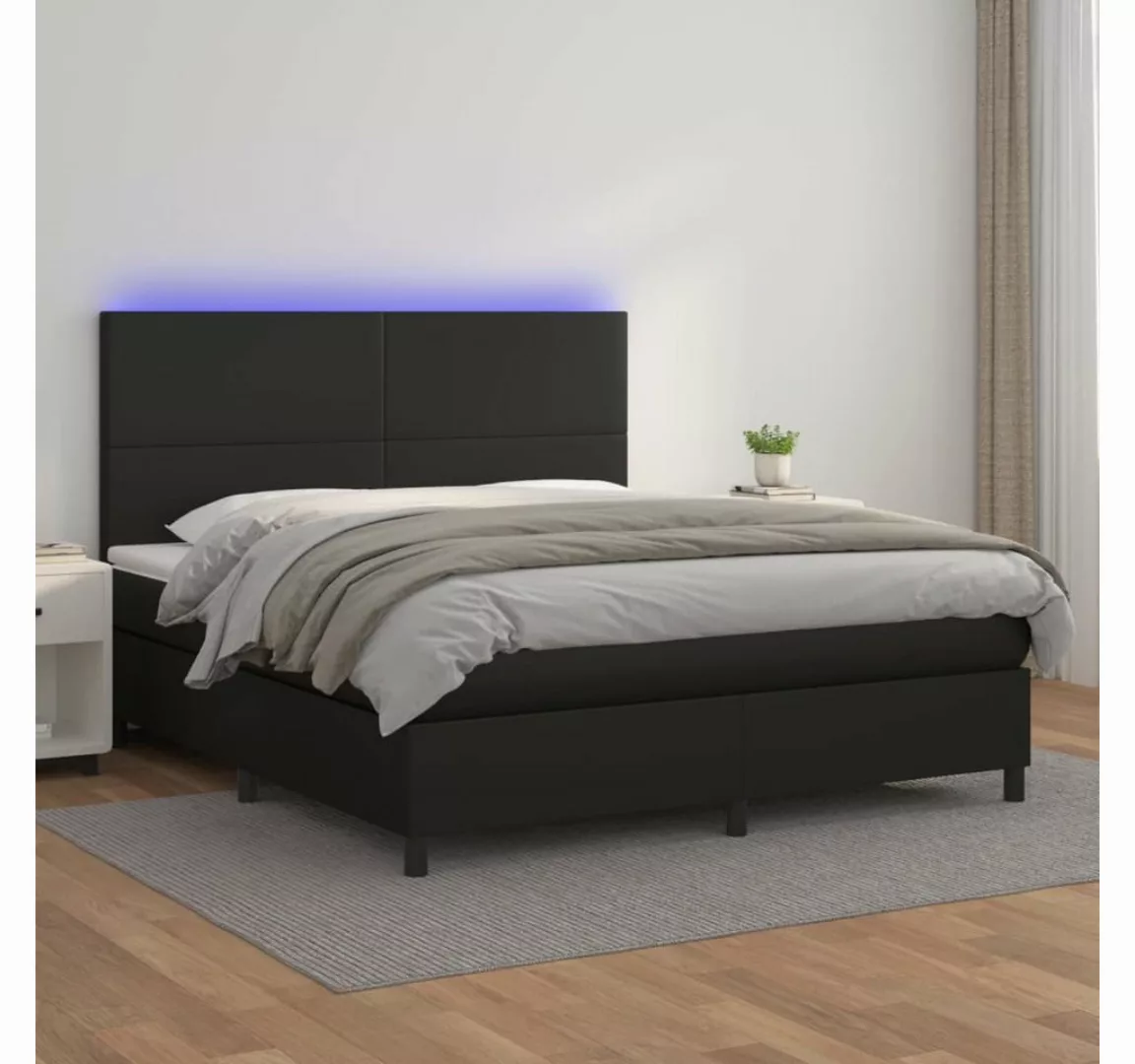 vidaXL Boxspringbett Boxspringbett mit Matratze & LED Kunstleder (160 x 200 günstig online kaufen