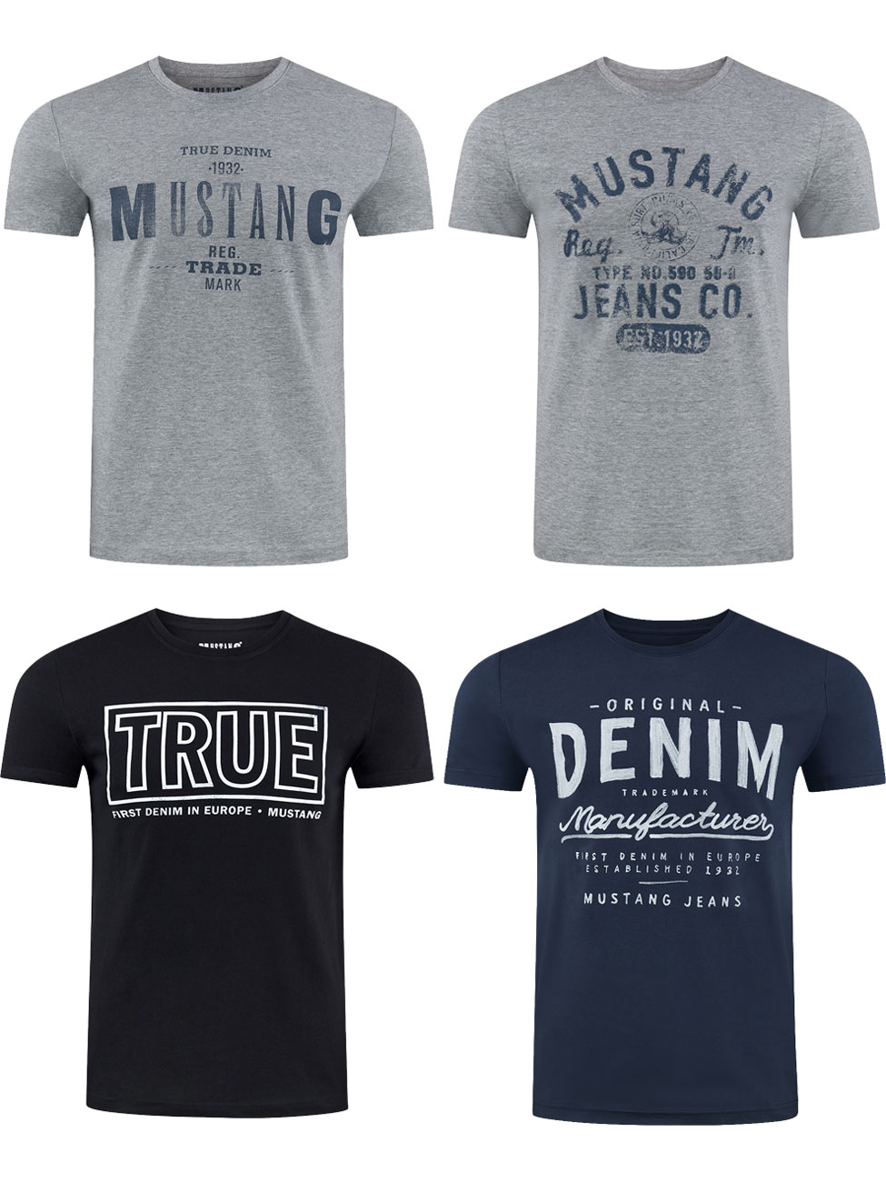 MUSTANG Tshirt Herren Baumwolle Regular Fit 4er Pack günstig online kaufen