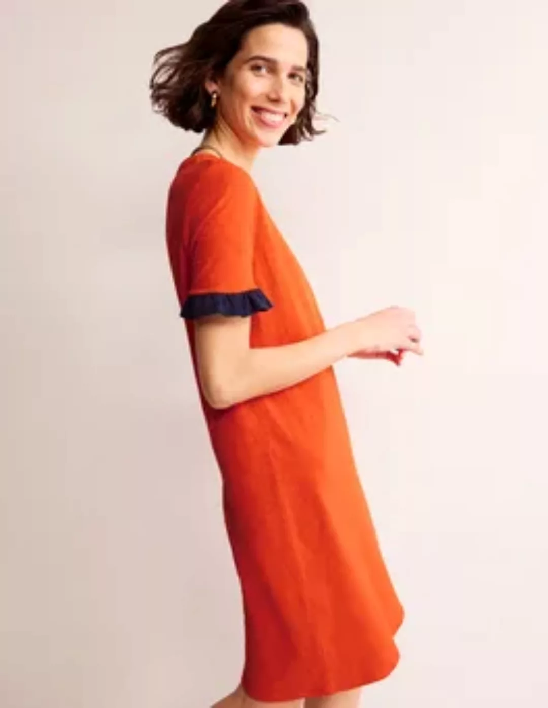 Emily Baumwollkleid mit Rüschen Damen Boden, Fiesta-Rot günstig online kaufen